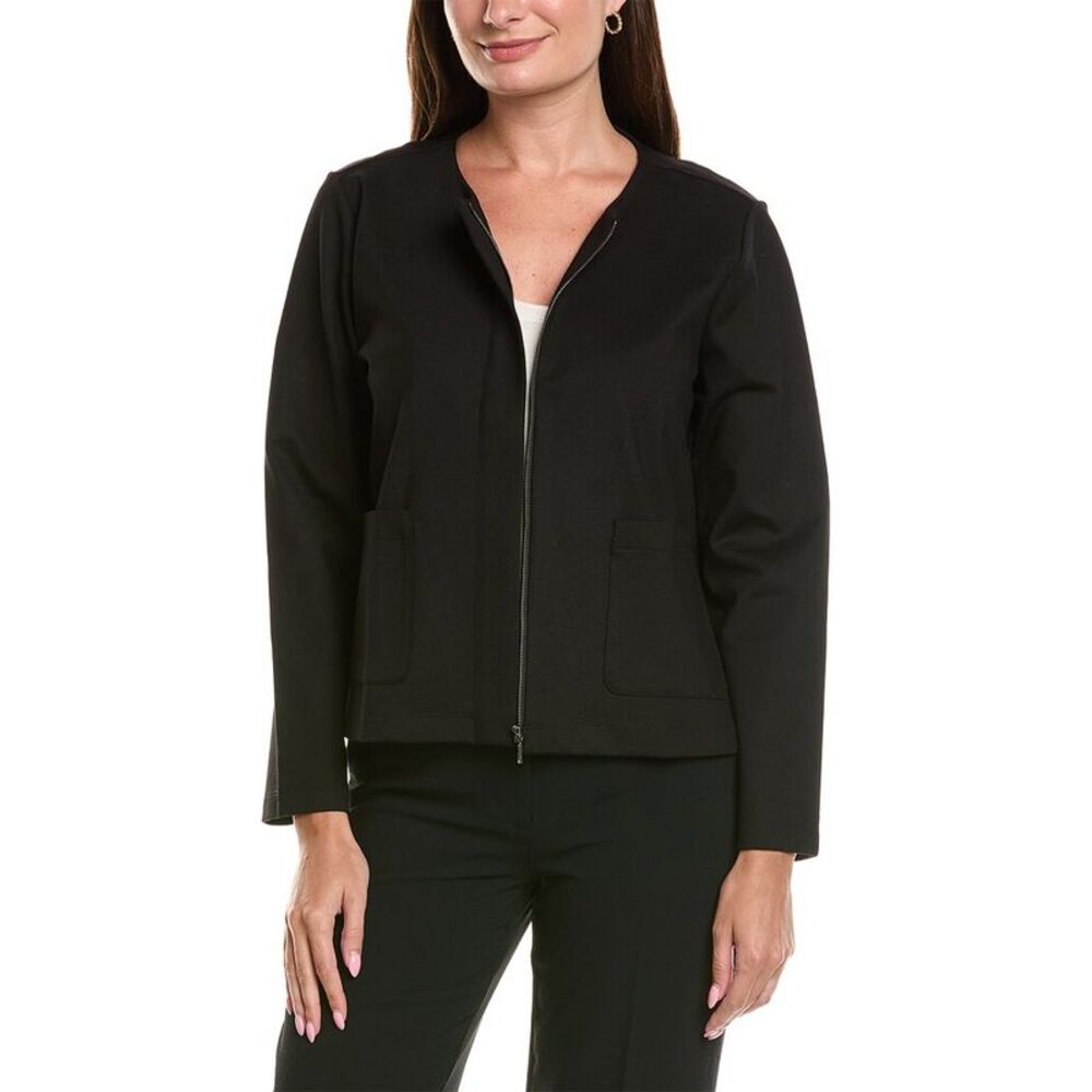 Eileen Fisher Womens  Round Neck Jacket, Black